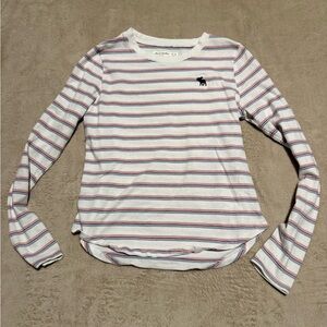 Abercrombie Kids White Shirt with Pink and Blue Stripes